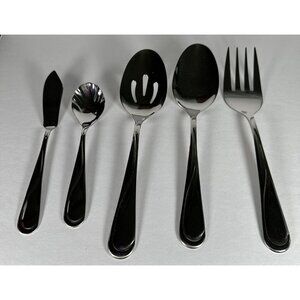 Hampton Silversmith Swirl Serving Set slotted spoon spoon fork sugar spoon
